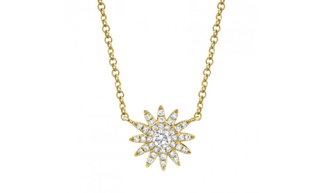 Shy Creation 14k Yellow Gold Diamond Starburst Necklace - SC55004912