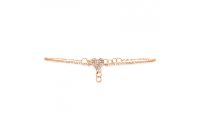 Shy Creation 14k Rose Gold Diamond Pave Heart Bracelet - SC55007635