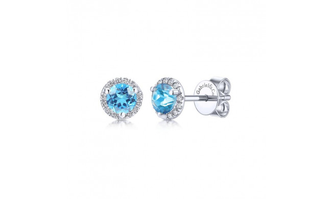 Gabriel & Co. 14k White Gold Lusso Color Gemstone & Diamond Stud Earrings - EG12372W45BT