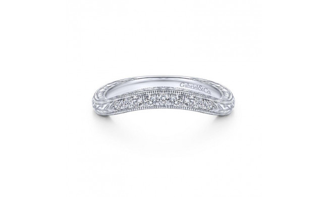 Gabriel & Co. 14k White Gold Victorian Curved Wedding Band - WB14482R4W44JJ