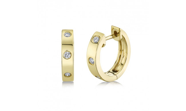 Shy Creation 14k Yellow Gold Diamond Huggie Earrings - SC55010251