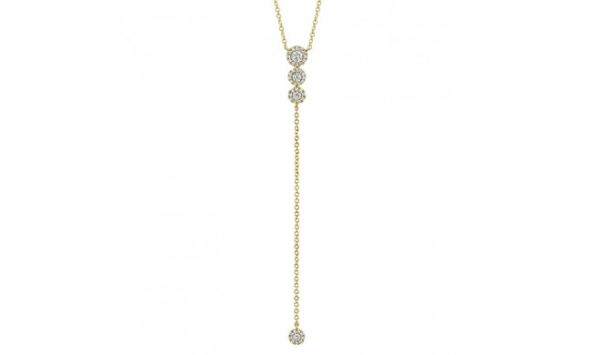 Shy Creation 14k Yellow Gold Diamond Lariat Necklace - SC55002607