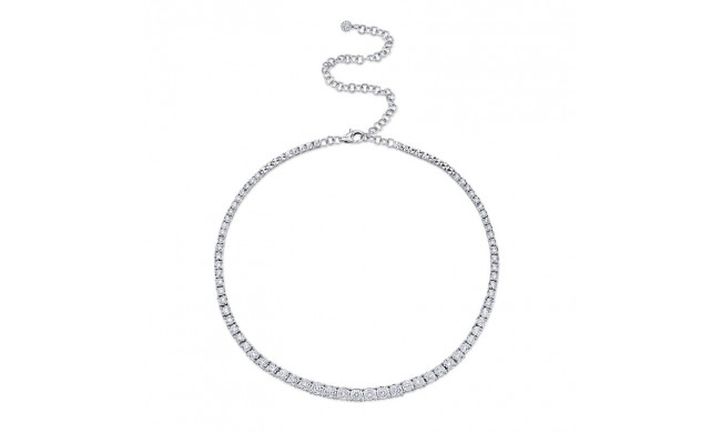 Shy Creation 14k White Gold Diamond Tennis Necklace - SC55005140