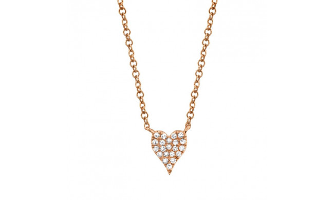 Shy Creation 14k Rose Gold Diamond Pave Heart Necklace - SC55006734