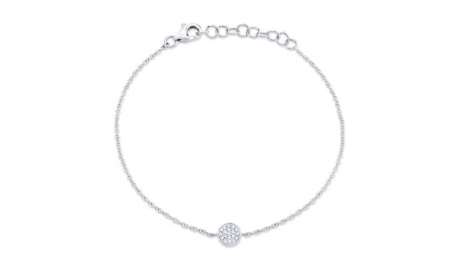 Shy Creation 14k White Gold Diamond Pave Circle Bracelet - SC55002972