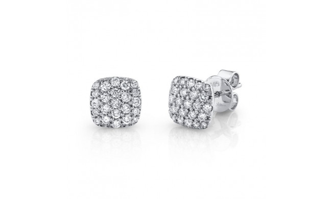 Shy Creation 14k White Gold Diamond Pave Stud Earrings - SC22004417