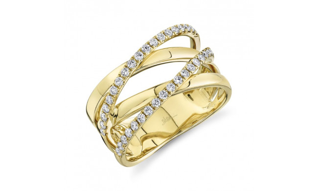 Shy Creation 14k Yellow Gold Diamond Bridge Ring - SC55019237