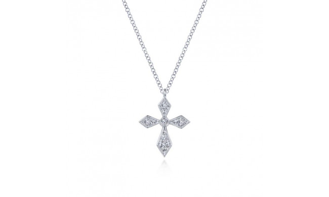 Gabriel & Co. 14k White Gold Faith Diamond Religious Cross Necklace - NK5953W45JJ