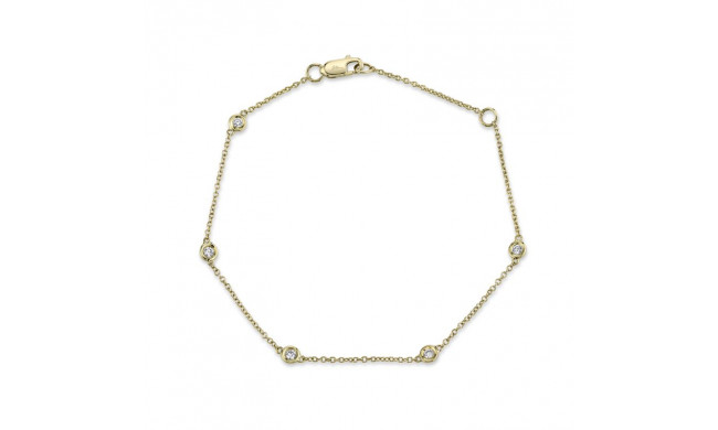 Shy Creation 14k Yellow Gold 7" Diamonds By The Yard Bracelet - SC22003858