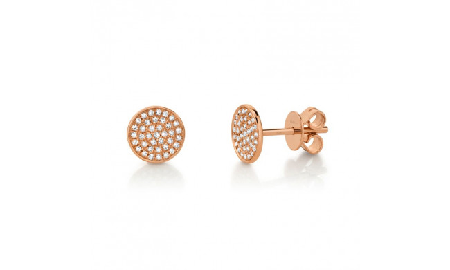 Shy Creation 14k Rose Gold Diamond Pave Stud Earrings - SC55002271