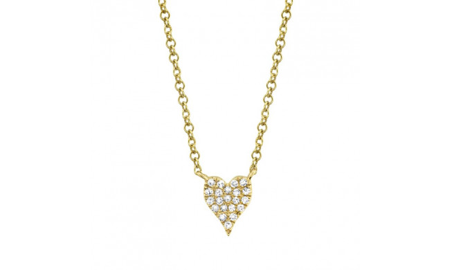 Shy Creation 14k Yellow Gold Diamond Pave Heart Necklace - SC55006733