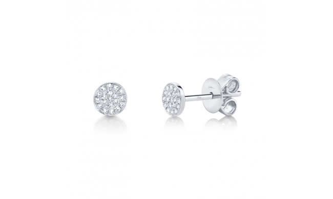 Shy Creation 14k White Gold Diamond Pave Stud Earrings - SC55001138