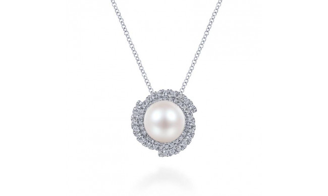 Gabriel & Co. 14k White Gold Grace Pearl & Diamond Necklace - NK6043W45PL