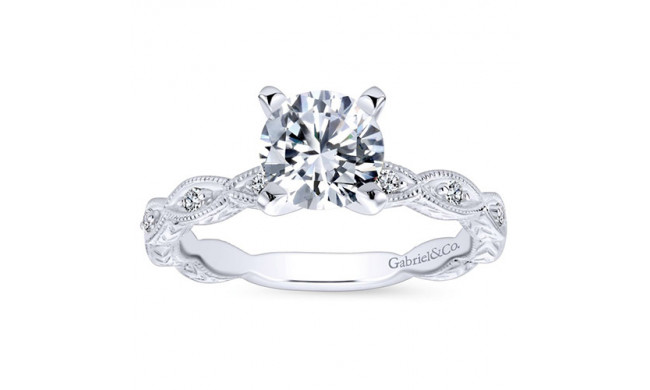 Gabriel & Co. 14k White Gold Victorian Straight Engagement Ring - ER4122W44JJ