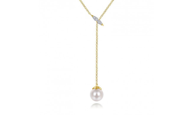 Gabriel & Co. 14k Yellow Gold Grace Pearl & Diamond Necklace - NK5963Y45PL