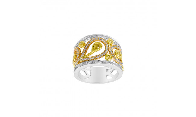 Roman & Jules 18k Tri Tone Gold Yellow and White Diamond Band - KR1305WPY-18K