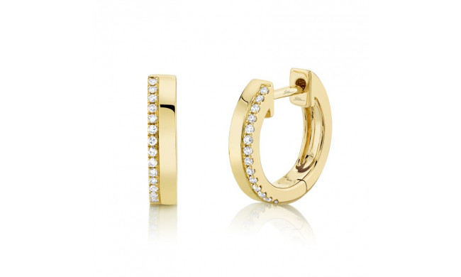 Shy Creation 14k Yellow Gold Diamond Huggie Earrings - SC55006225