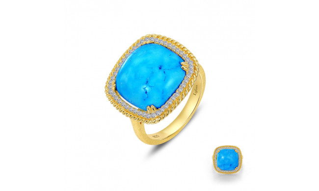 Lafonn Gold Blue Halo Ring - R0462TQG06