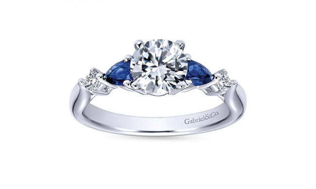 Gabriel & Co. 14k White Gold Contemporary 3 Stone Diamond & Gemstone Engagement Ring - ER6002W44SA