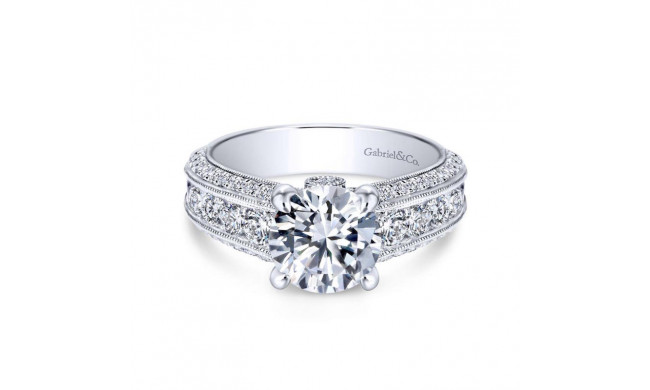 Gabriel & Co. 14k White Gold Victorian Straight Engagement Ring - ER8747W44JJ