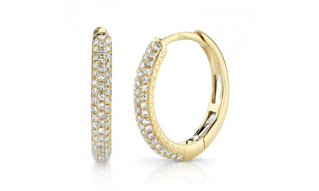 Shy Creation 14k Yellow Gold Diamond Pave Hoop Earrings - SC55004582