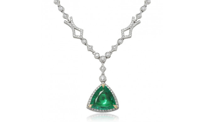 Roman & Jules 18k White Gold Emerald Necklace - KN4140WEM-1