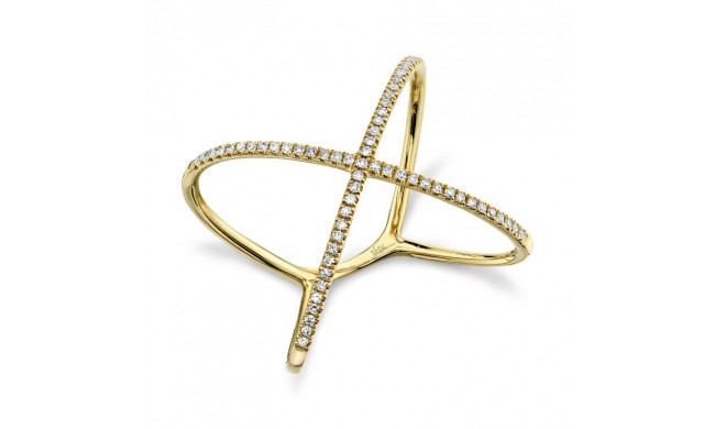 Shy Creation 14k Yellow Gold Diamond Womens "X" Ring - SC22003513