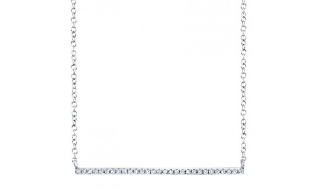 Shy Creation 14k White Gold Diamond Bar Necklace - SC55001270