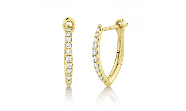 Shy Creation 14k Yellow Gold Diamond Hoop Earrings - SC22005491