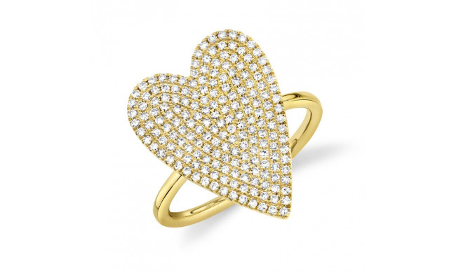 Shy Creation 14k Yellow Gold Diamond Pave Heart Womens Ring - SC55009105