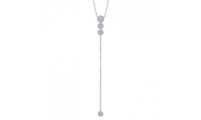Shy Creation 14k White Gold Diamond Lariat Necklace - SC55002606