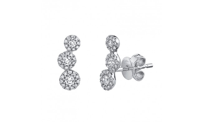 Shy Creation 14k White Gold Diamond Stud Earrings - SC55005436V2