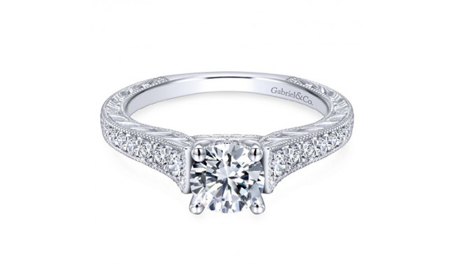 Gabriel & Co. 14k White Gold Victorian Straight Engagement Ring - ER12282R3W44JJ