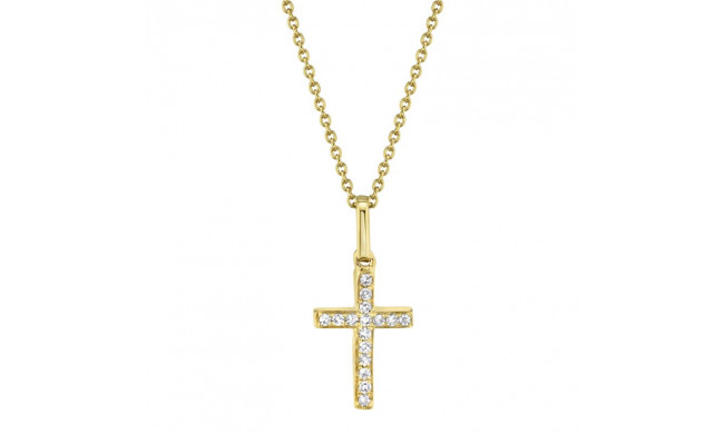 Shy Creation 14k Yellow Gold Diamond Cross Necklace - SC22002783AC