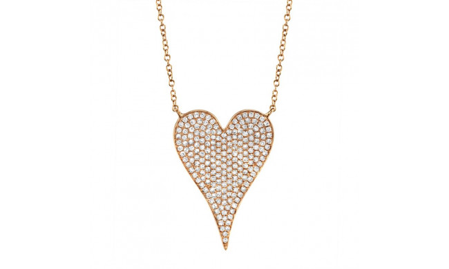 Shy Creation 14k Rose Gold Diamond Heart Necklace - SC55002483