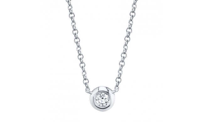 Shy Creation 14k White Gold Diamond Bezel Necklace - SC55003228