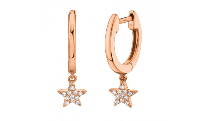 Shy Creation 14k Rose Gold Diamond Star Huggie Earrings - SC22004869V2