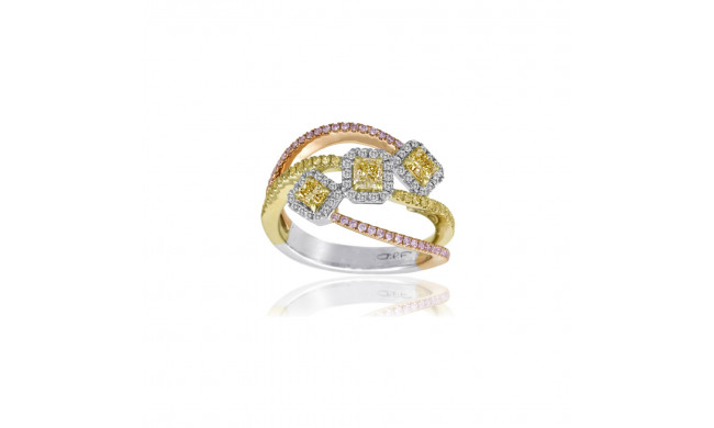 Roman & Jules 18k Tri Tone  Gold Yellow, Pink and White Diamond Band - KR2722WRY-18K