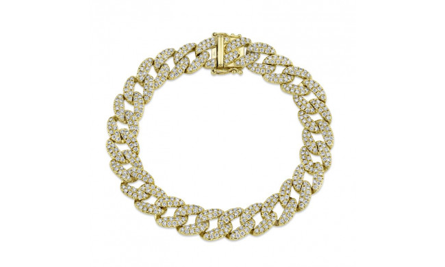 Shy Creation 14k Yellow Gold Diamond Pave Link Bracelet - SC55010095