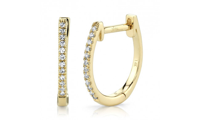 Shy Creation 14k Yellow Gold Diamond Huggie Earrings - SC55001598