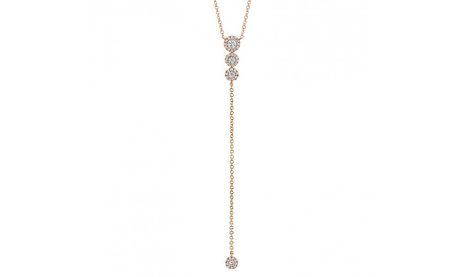 Shy Creation 14k Rose Gold Diamond Lariat Necklace - SC55002608