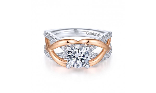 Gabriel & Co. 14k Two Tone Gold Contemporary Twisted Engagement Ring - ER14417R4T44JJ