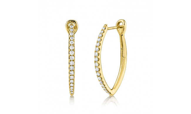 Shy Creation 14k Yellow Gold Diamond Hoop Earrings - SC22005494