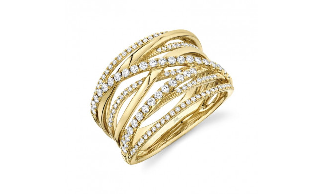 Shy Creation 14k Yellow Gold Diamond Bridge Ring - SC55005591