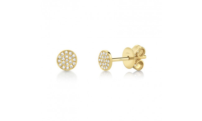 Shy Creation 14k Yellow Gold Diamond Pave Stud Earrings - SC55001148