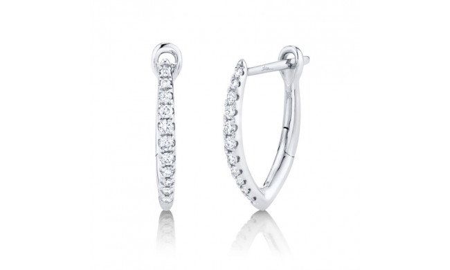 Shy Creation 14k White Gold Diamond Hoop Earrings - SC22005490