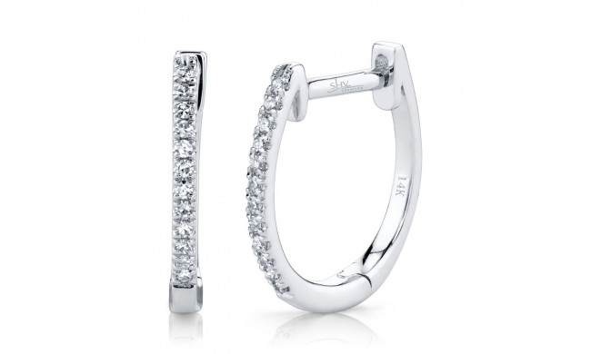 Shy Creation 14k White Gold Diamond Huggie Earrings - SC55001597