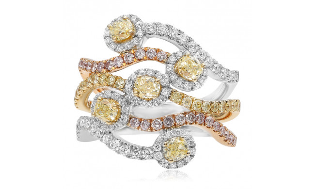 Roman & Jules Three Tone 18k Gold Diamond Ring - FR256WRY-18K