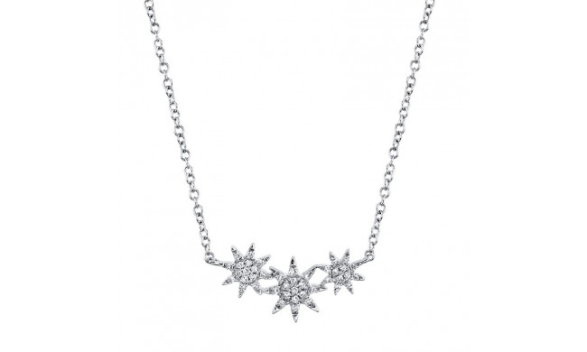 Shy Creation 14k White Gold Diamond Star Necklace - SC55006109