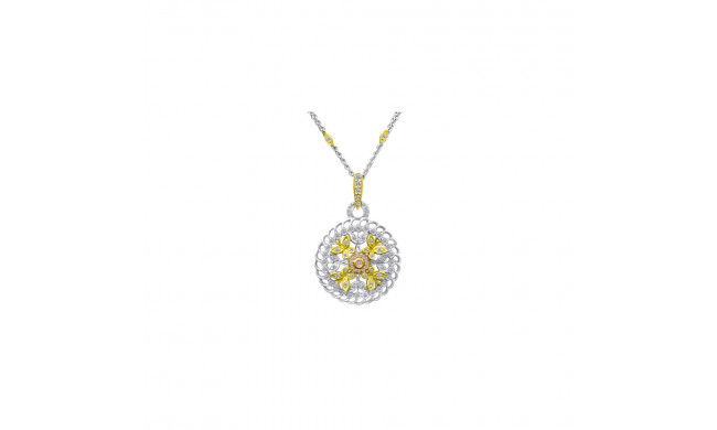 Roman & Jules 18k Two Tone Gold Diamond Disk Necklace - UN912WYP-18K